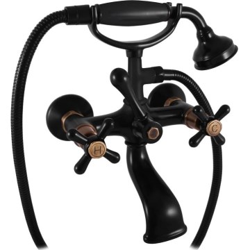 RAV Slezák MK159.5/2CMATSM - Badekarsæt med blandingsbatteri MORAVA RETRO sort/messing