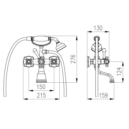 RAV Slezák MK159.5/2CMATSM - Badekarsæt med blandingsbatteri MORAVA RETRO sort/messing