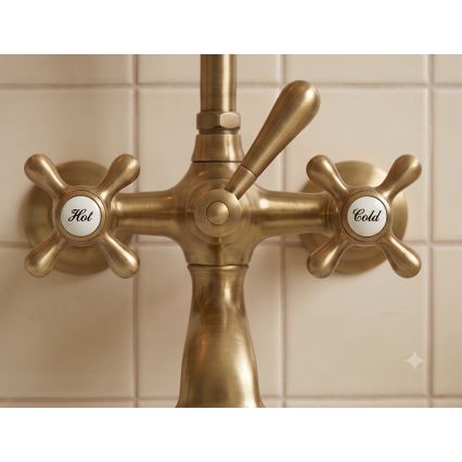 RAV Slezák MK159.5/2SM - Badekarsæt med kararmatur MORAVA RETRO, antik messing