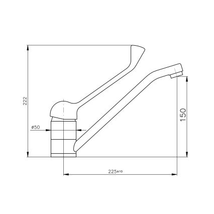 RAV Slezák MS605.0 - Håndvaskarmatur med medicinsk håndtag MISSISSIPPI 22,2 cm poleret krom