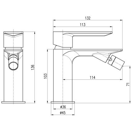 RAV Slezák NL144.0CMAT - Bidetarmatur NIL 13,6 cm mat sort