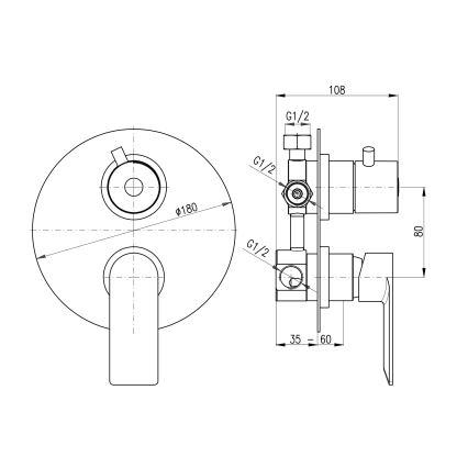 RAV Slezák NL187.3 - Brusebatteri til indbygget installation, poleret krom