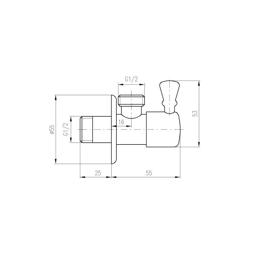 RAV Slezák RV0112 - Retro vinkelventil i poleret krom