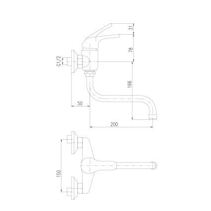RAV Slezák SA001.5/21 - Køkken-/håndvaskarmatur SAZAVA, blank krom
