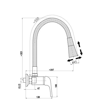 RAV Slezák SA002.5/13CB - Køkkenarmatur SAZAVA 32,3 cm hvid/blank krom