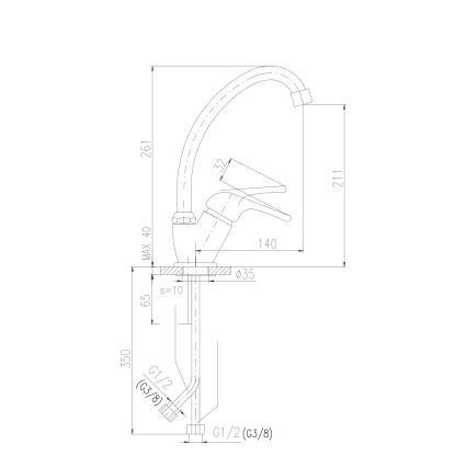 RAV Slezák SA006.0/1 - Køkkenarmatur SAZAVA 26,1 cm højglans krom