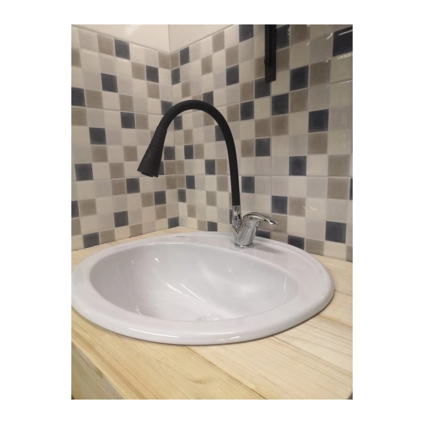 RAV Slezák SA006.0/13 - Køkkenarmatur med fleksibel tud SAZAVA 35,6 cm sort/poleret krom