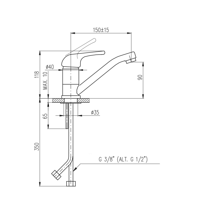 RAV Slezák SA015.0 - Håndvaskarmatur SAZAVA 11,8 cm, poleret krom
