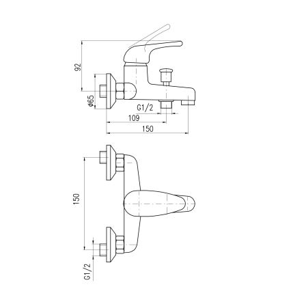 RAV Slezák SA054.5 - Badekarbatteri SAZAVA i poleret krom