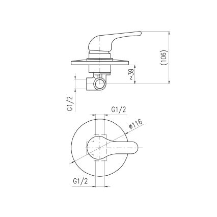 RAV Slezák SA083 - SAZAVA indbygget brusebatteri, blank krom