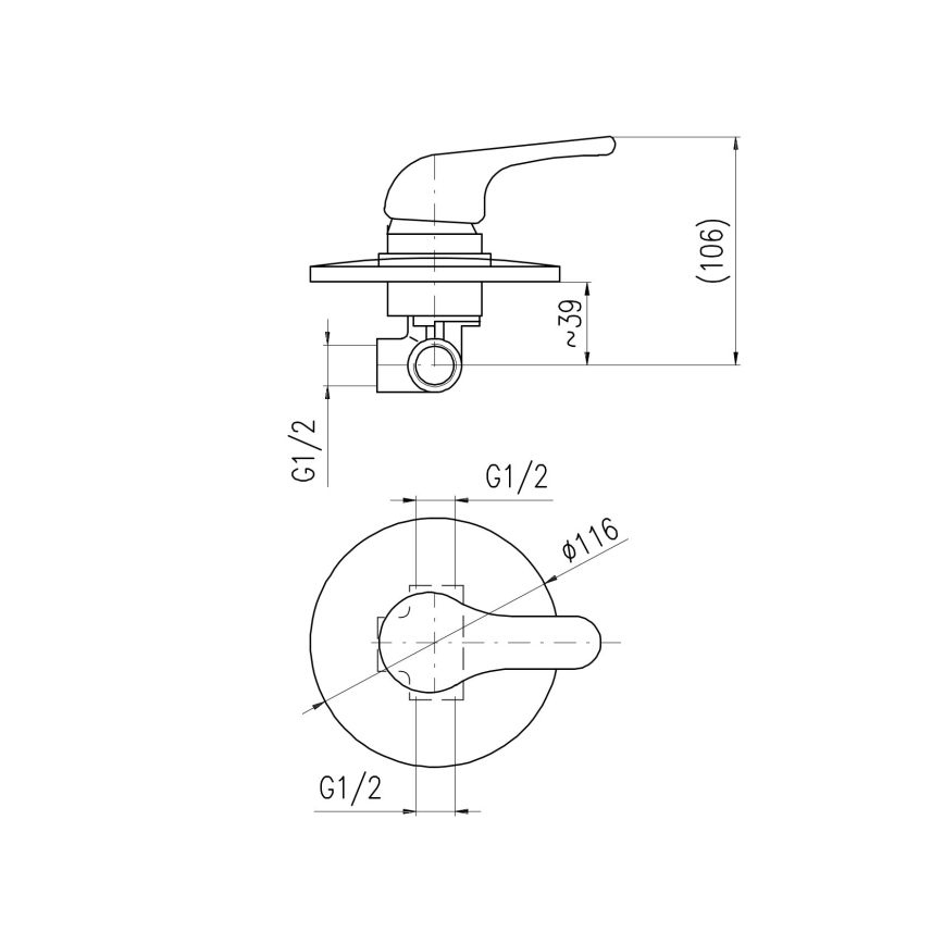 RAV Slezák SA083 - SAZAVA indbygget brusebatteri, blank krom