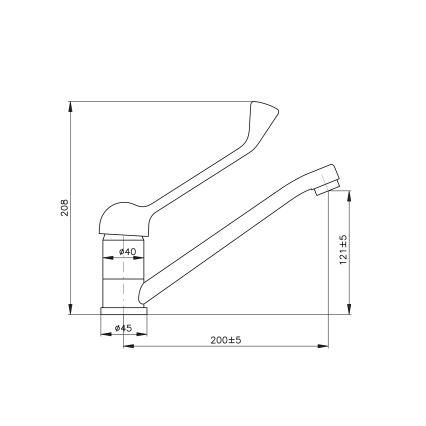 RAV Slezák SA605.0 - Håndvaskarmatur SAZAVA 20,8 cm med medicinsk håndtag, blank krom