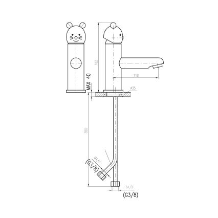 RAV Slezák SE326.0 - Håndvaskarmatur JUNIOR 18,2 cm rød/blå