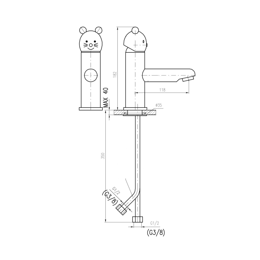 RAV Slezák SE326.0 - Håndvaskarmatur JUNIOR 18,2 cm rød/blå