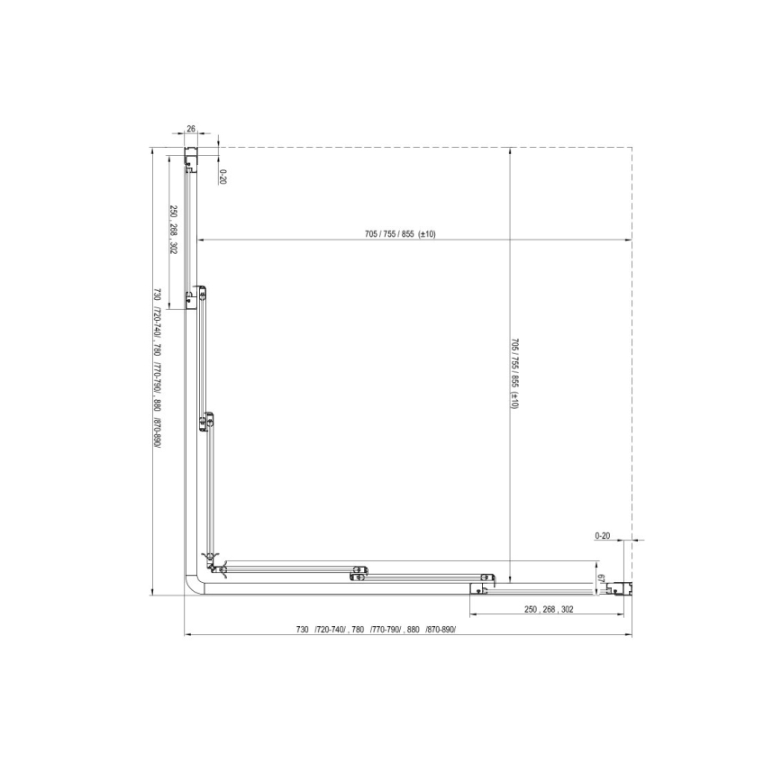 Ravak 15V701R2Z1 - Brusedør SUPERNOVA 90x198 cm hvid