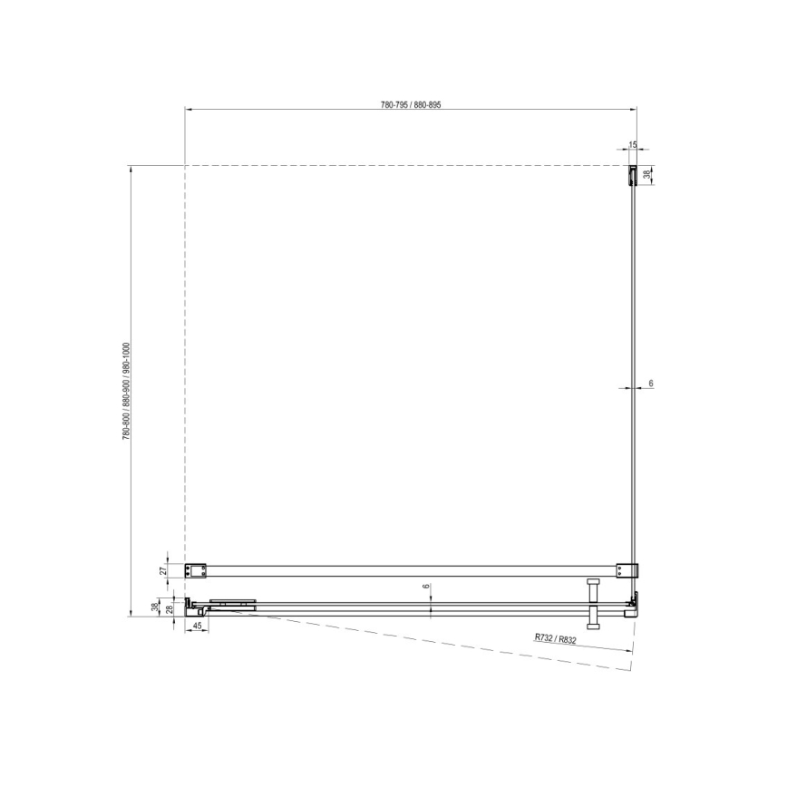 Ravak - Brusehjørne COOL 80x80 cm poleret krom