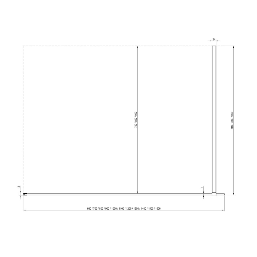 Ravak GW9WA030SZ1 - WALK-IN brusevæg 100x200 cm sort