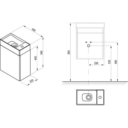 Ravak X000001386 - Underskab til håndvask VEDA 54,5 x 40 cm hvid