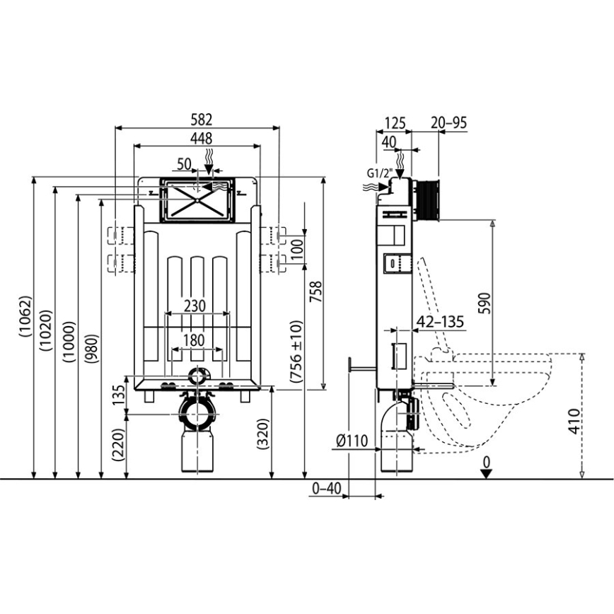 Ravak X01702 - Modul til toilet 1,06 m
