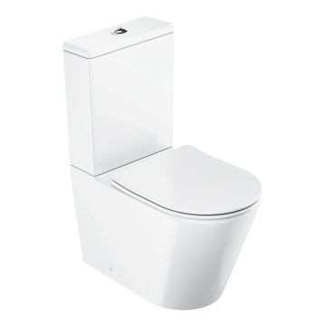 Ravak X01872 - WC-kombi uden skyllekant med SoftClose-sæde ELEGANT keramik/hvid