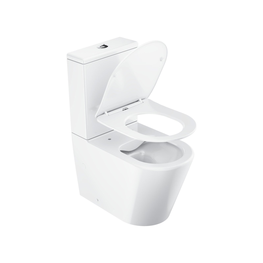 Ravak X01872 - WC-kombi uden skyllekant med SoftClose-sæde ELEGANT keramik/hvid