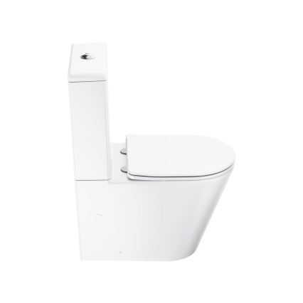 Ravak X01872 - WC-kombi uden skyllekant med SoftClose-sæde ELEGANT keramik/hvid