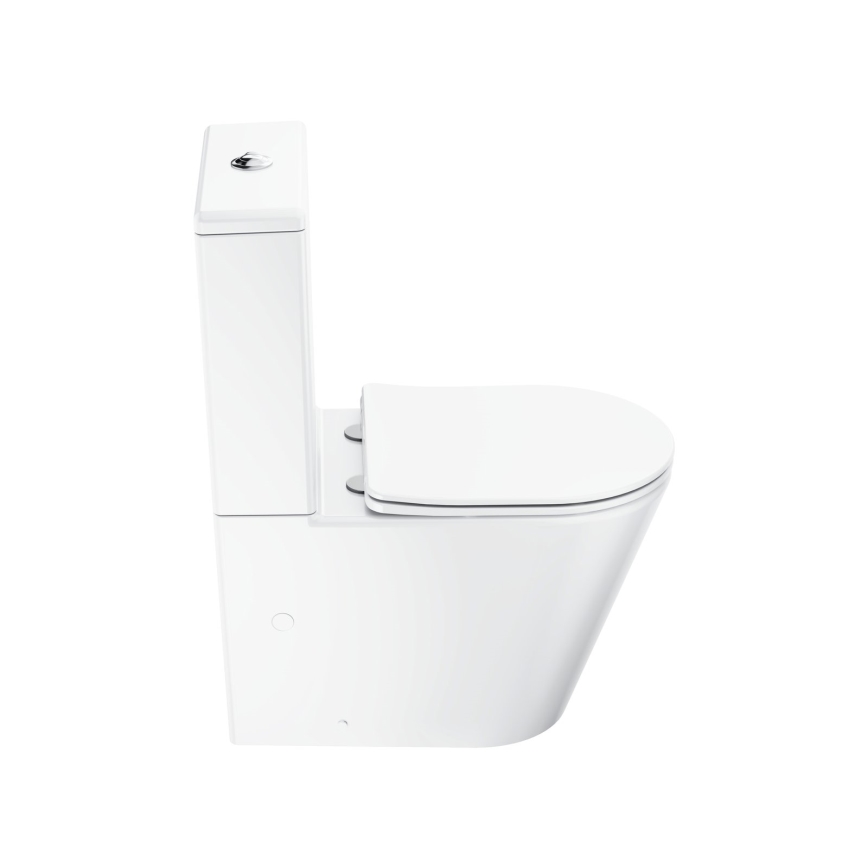 Ravak X01872 - WC-kombi uden skyllekant med SoftClose-sæde ELEGANT keramik/hvid