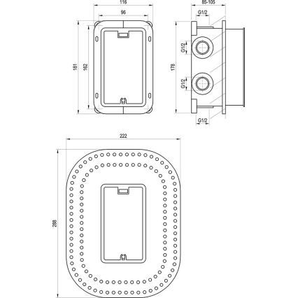 Ravak X070074 - Korpus til indbygningsbatteri R-BOX MULTI 18,1x11,6 cm
