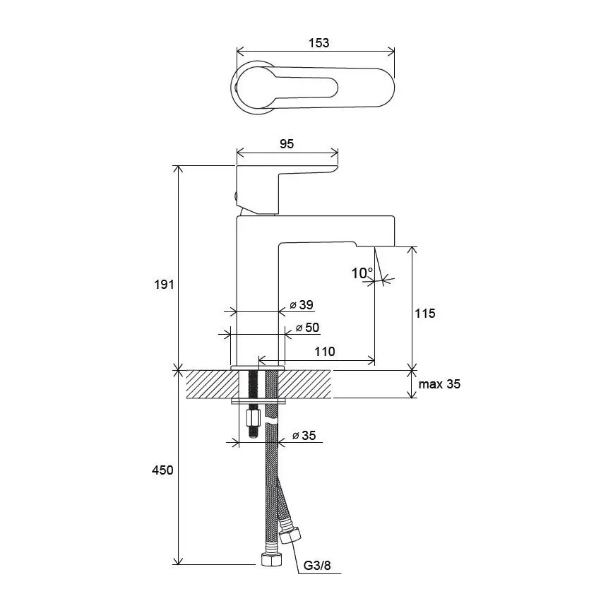 Ravak X070113 - Vaskarmatur PURI 19,1 cm, poleret krom