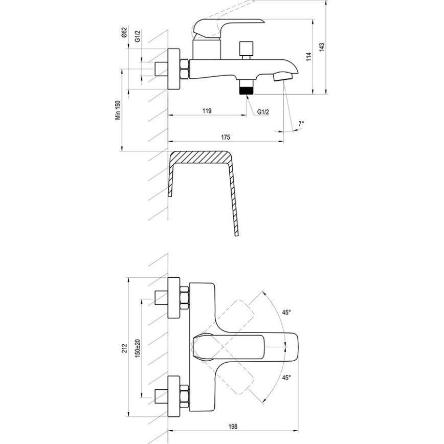 Ravak X070119 - Badekararmatur FLAT, blank krom