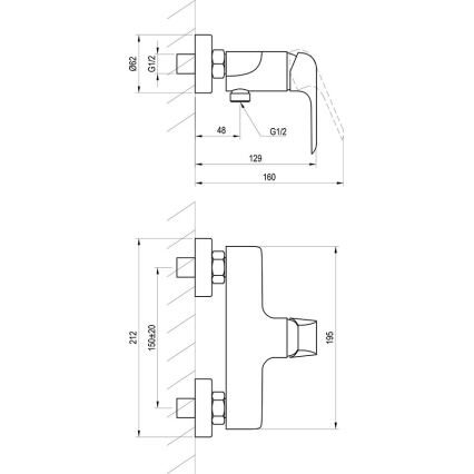 Ravak X070121 - Brusebatteri FLAT, blank krom