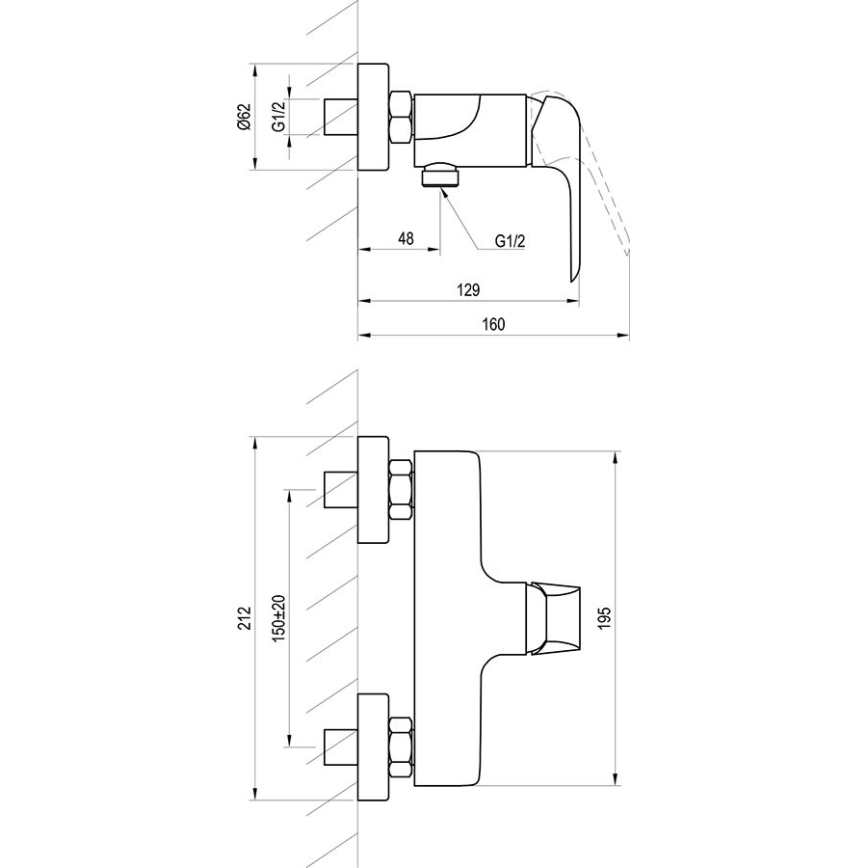 Ravak X070121 - Brusebatteri FLAT, blank krom
