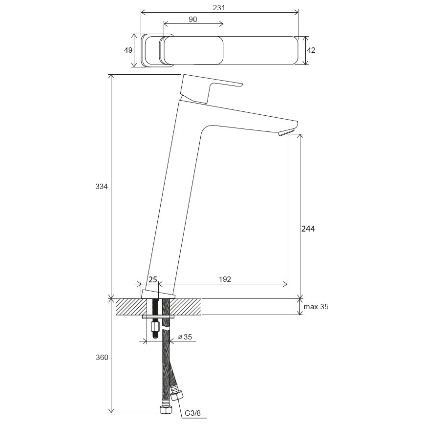 Ravak X070130 - Håndvaskarmatur FREE 33,4 cm poleret krom