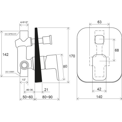 Ravak X070134 - Brusebatteri til indbygget installation FREE poleret krom