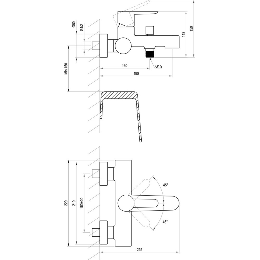 Ravak X070169 - PURI badekararmatur i blank krom