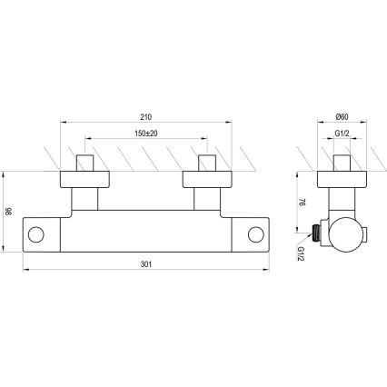 Ravak X070188 - Termostatisk brusebatteri PURI sort