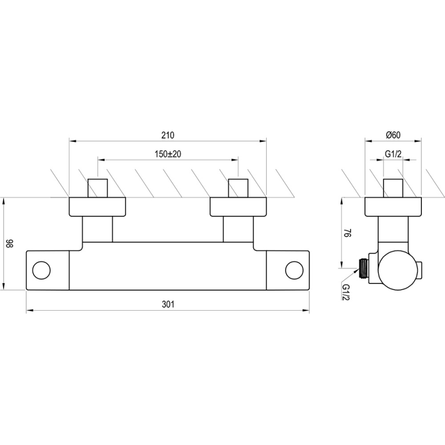 Ravak X070188 - Termostatisk brusebatteri PURI sort