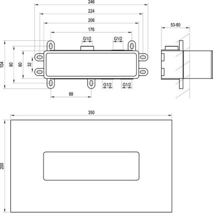 Ravak X070233 - Grundkrop til indbygningsarmaturer R-BOX 10,4x24,6 cm