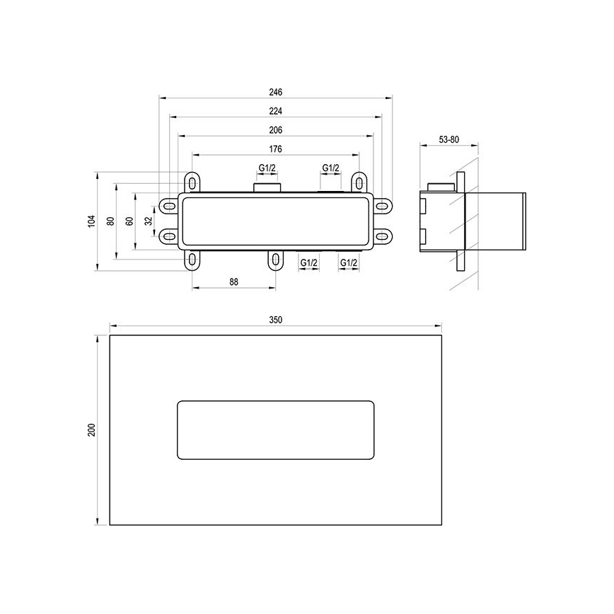 Ravak X070233 - Grundkrop til indbygningsarmaturer R-BOX 10,4x24,6 cm