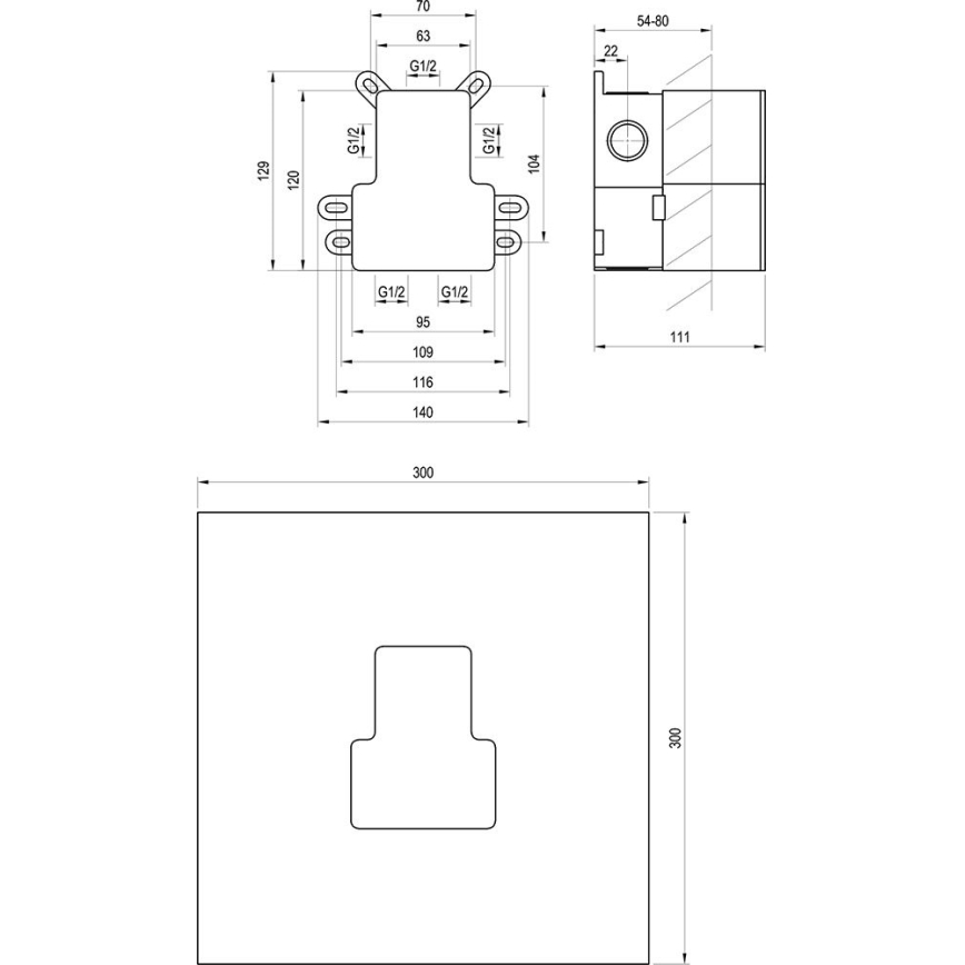 Ravak X070234 - Grundelement til indbygningsarmaturer R-BOX 12,9x14 cm