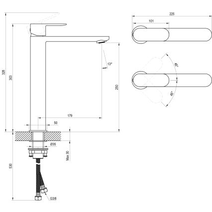 Ravak X070447 - Håndvaskarmatur CHROME 30,3 cm blank krom