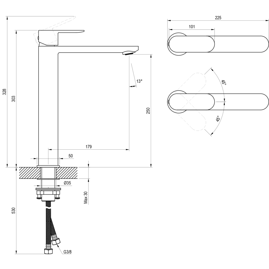 Ravak X070447 - Håndvaskarmatur CHROME 30,3 cm blank krom