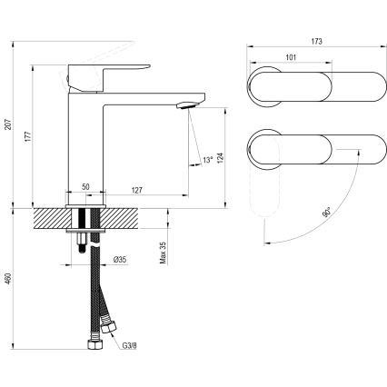 Ravak X070448 - Vaskarmatur CHROME 17,7 cm poleret krom