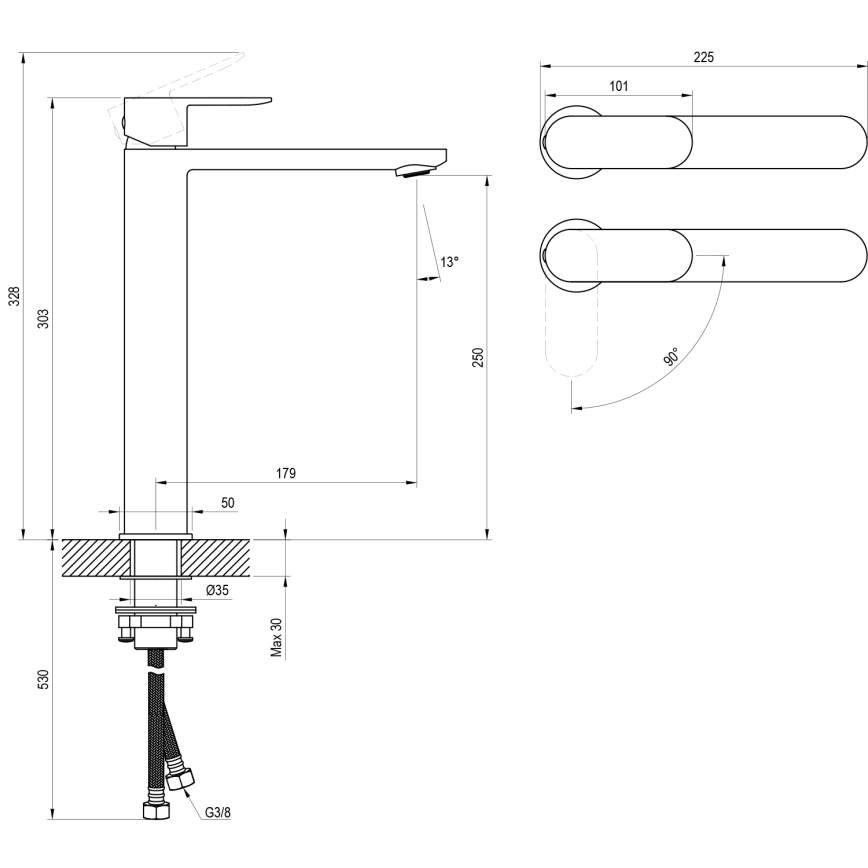 Ravak X070449 - Håndvaskarmatur CHROME 30 cm, poleret krom