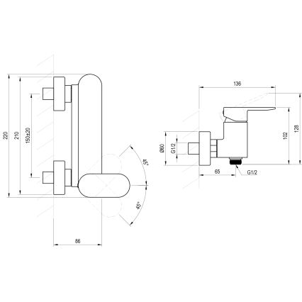 Ravak X070464 - CHROME brusebatteri, sort