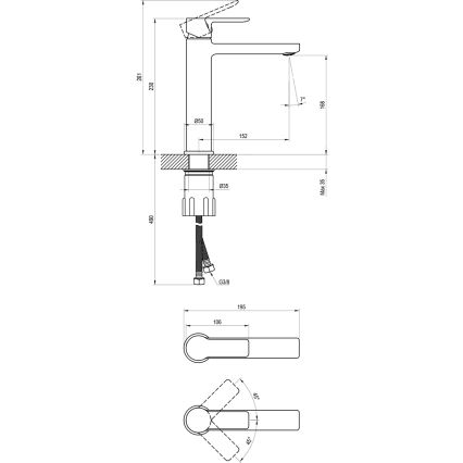 Ravak X070483 - Håndvaskarmatur SOLAR 23 cm blank krom