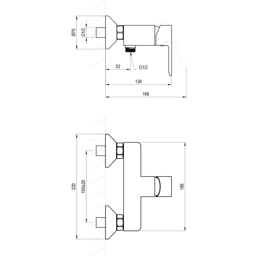 Ravak X070486 - Brusebatteri SOLAR, forkromet