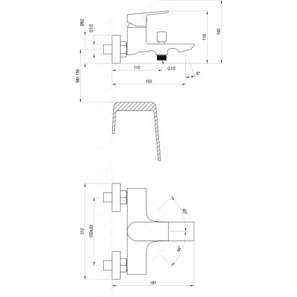 Ravak X070654 - PLAN badekararmatur, børstet grafit