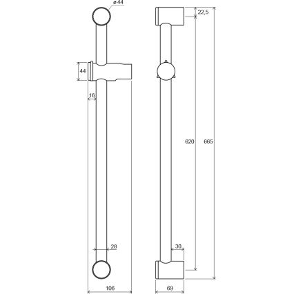 Ravak X07P012 - Brusestang 66,5 cm poleret krom