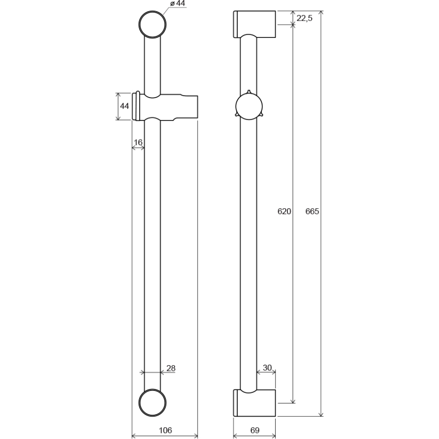 Ravak X07P012 - Brusestang 66,5 cm poleret krom